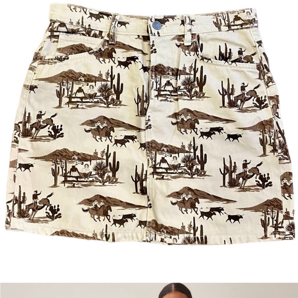 Western Print Tan Skirt